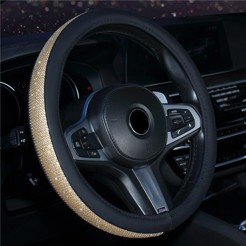 Wholesale Faux Leather Diamond Car Steering Wheel Cover